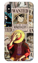 iPhone Xs Max Back Cover Anime One Piece Wanted Luffy Printed Hard Case