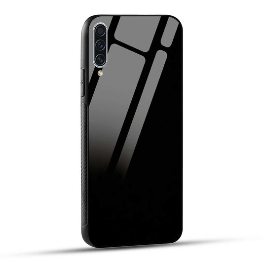 Samsung Galaxy A70 Back Cover Solid Black Printed Glass Case