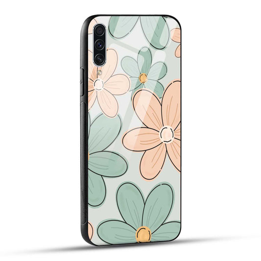 Samsung Galaxy A70 Back Cover Aesthetic Flower Printed Glass Case