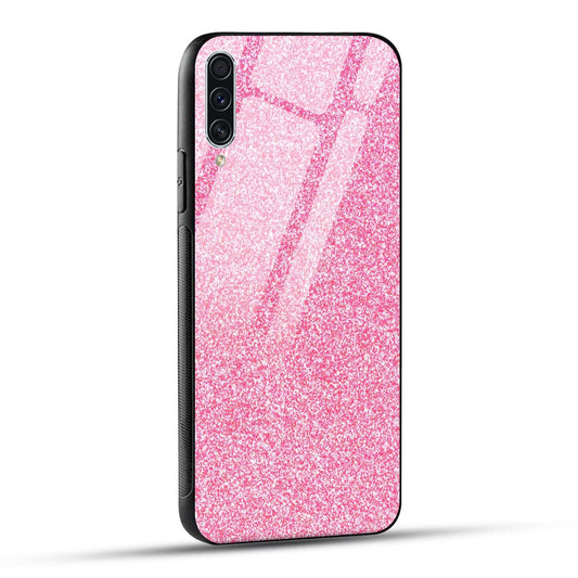 Samsung Galaxy A70 Back Cover Pink Glitter Printed Glass Case