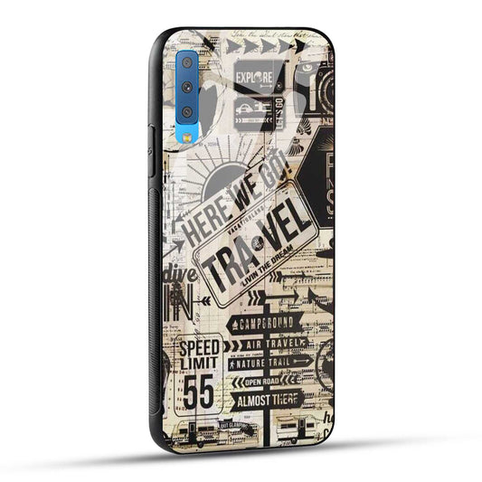 Samsung Galaxy A7 2018 Back Cover Here We Go Travel Printed Glass Case
