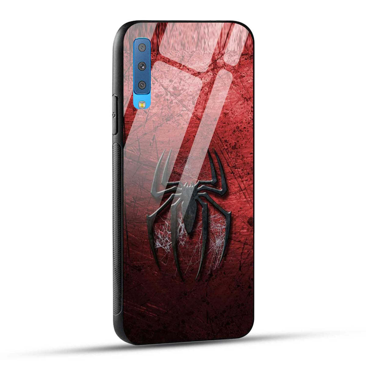 Samsung Galaxy A7 2018 Back Cover Red Spider Printed Glass Case