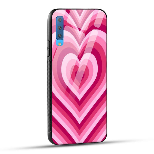 Samsung Galaxy A7 2018 Back Cover Love Hearts Printed Glass Case