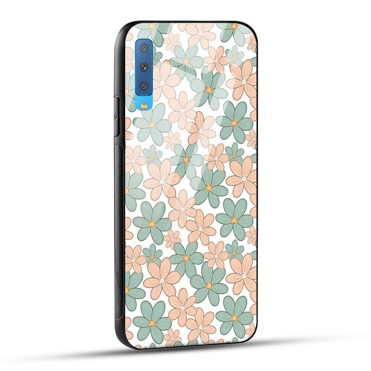 Samsung Galaxy A7 2018 Back Cover Aesthetic Flowers Printed Glass Case