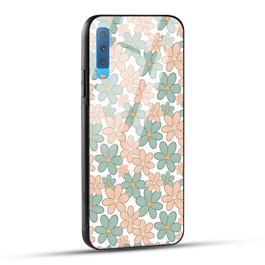 Samsung Galaxy A7 2018 Back Cover Aesthetic Flowers Printed Glass Case