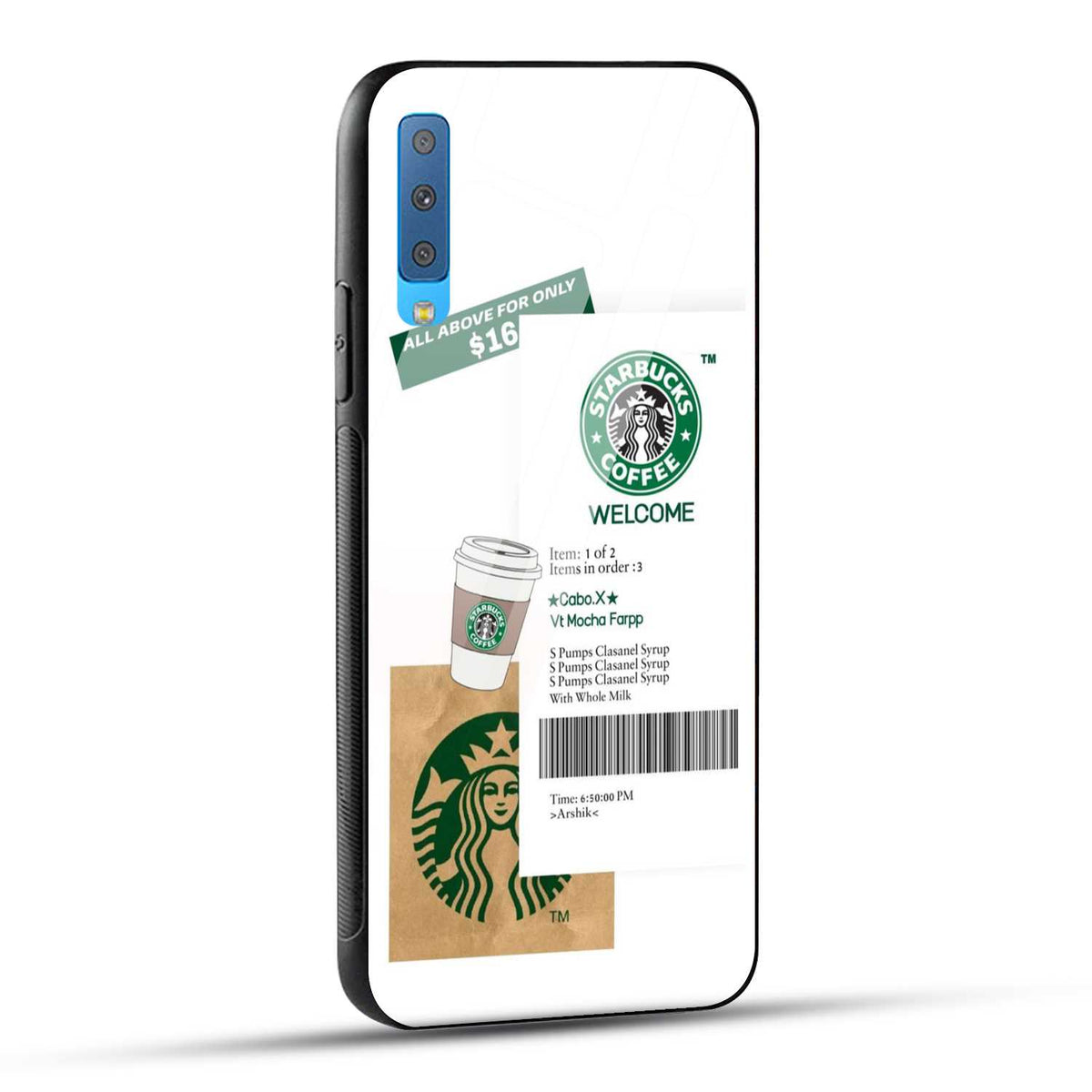 Samsung Galaxy A7 2018 Starbucks Coffee Printed Glass Case