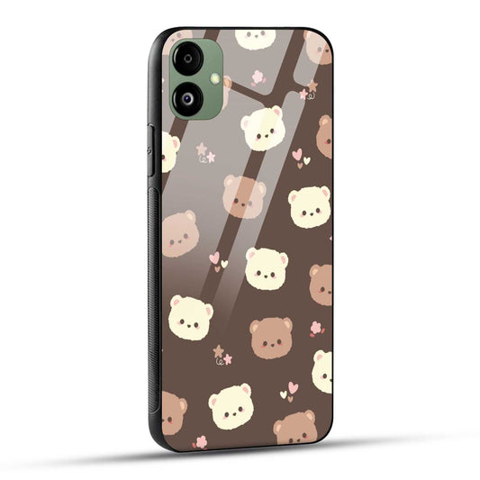 Samsung Galaxy F14 5G Back Cover Brown Illustration Cute Bear Pattern Printed Glass Case