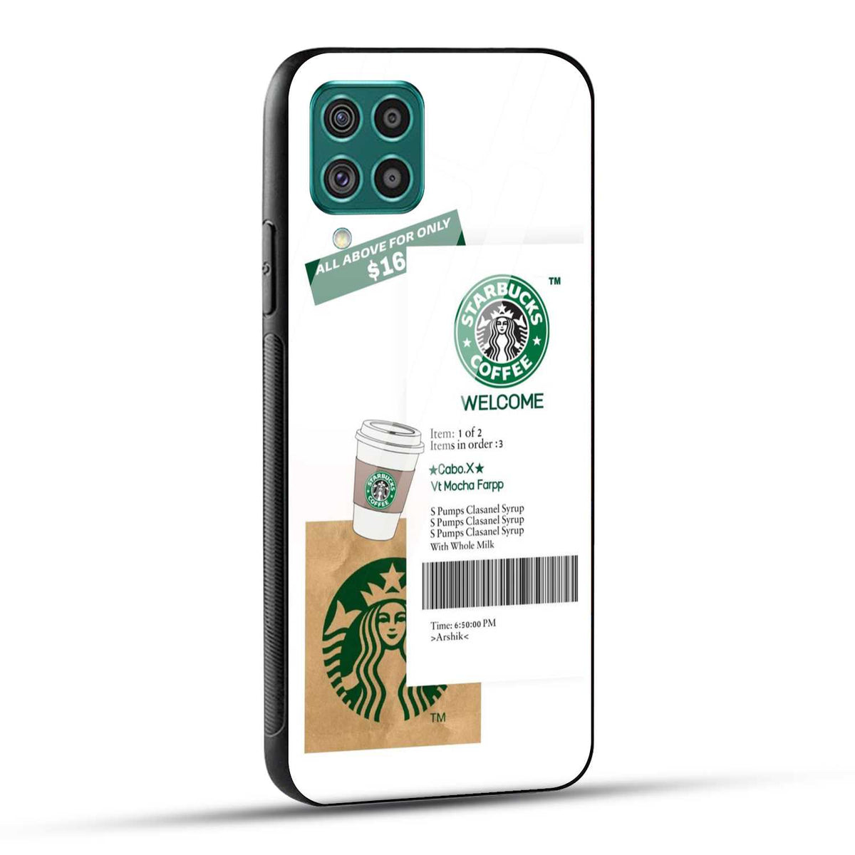 Samsung Galaxy F62 Starbucks Coffee Printed Glass Case