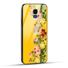Samsung Galaxy J6 Back Cover Yellow Flowers Printed Glass Case