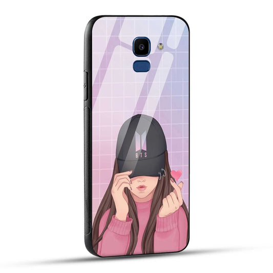 Samsung Galaxy J6 Back Cover Cap Girl Printed Glass Case