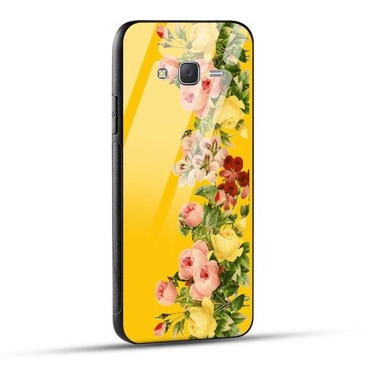 Samsung Galaxy J7 2015 Back Cover Yellow Flowers Printed Glass Case