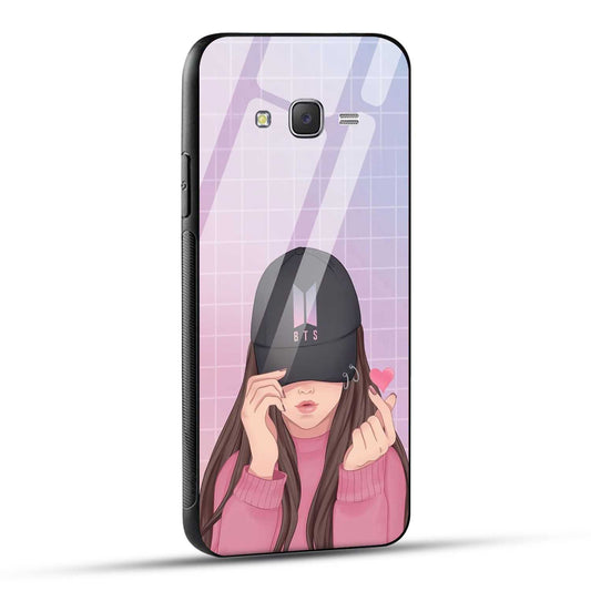 Samsung Galaxy J7 2015 Back Cover Cap Girl Printed Glass Case