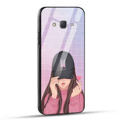 Samsung Galaxy J7 2015 Back Cover Cap Girl Printed Glass Case