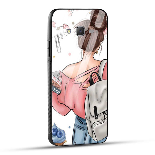 Samsung Galaxy J7 2015 Back Cover Padhaku Girl Printed Glass Case