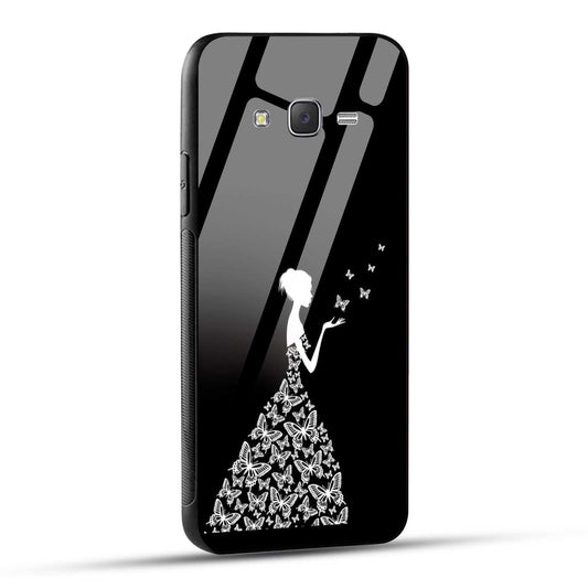 Samsung Galaxy J7 2015 Back Cover Butterfly Girl Printed Glass Case