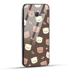 Samsung Galaxy J7 2015 Back Cover Brown Illustration Cute Bear Pattern Printed Glass Case