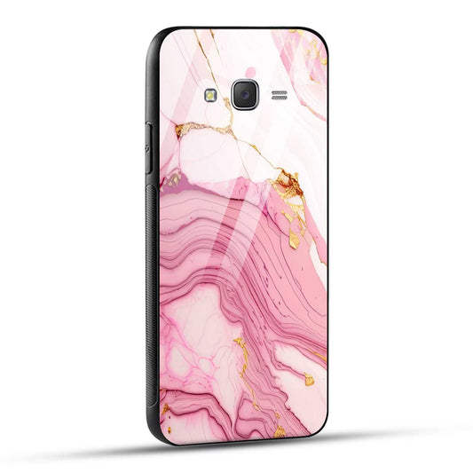 Samsung Galaxy J7 2015 Back Cover Pink Marble Printed Glass Case