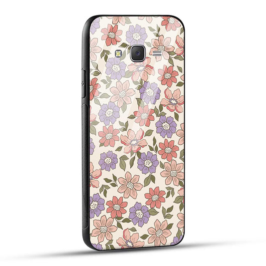 Samsung Galaxy J7 2015 Back Cover Flowers In Retro  Printed Glass Case