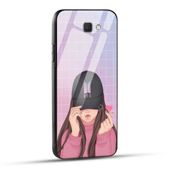 Samsung Galaxy J7 Prime Back Cover Cap Girl Printed Glass Case