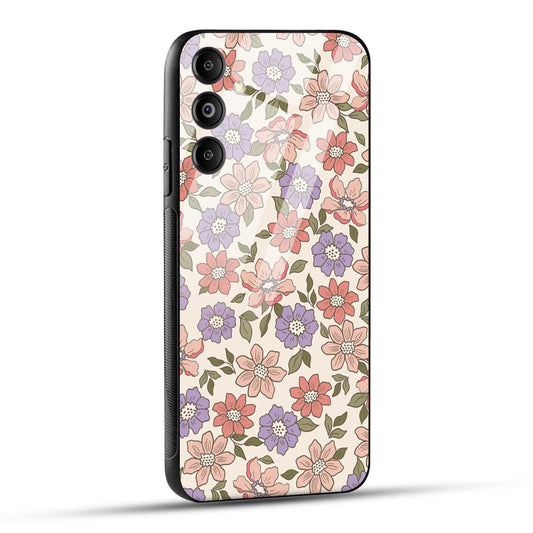 Samsung Galaxy M14 5G Back Cover Flowers In Retro  Printed Glass Case