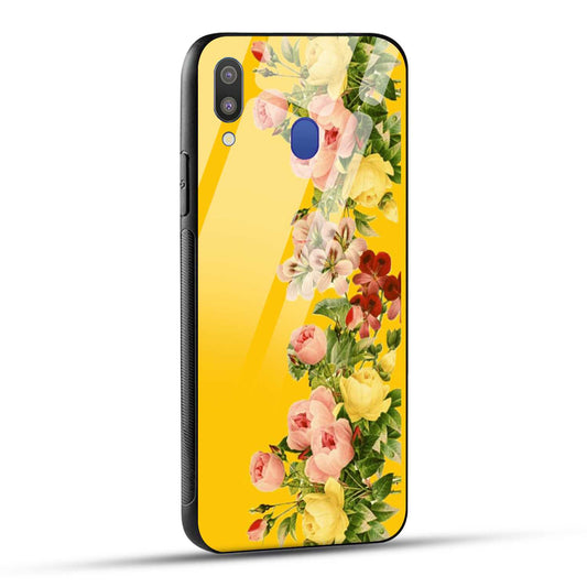 Samsung Galaxy M20 Back Cover Yellow Flowers Printed Glass Case