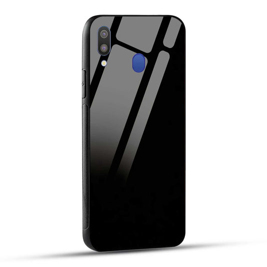 Samsung Galaxy M20 Back Cover Solid Black Printed Glass Case
