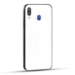 Samsung Galaxy M20 Back Cover Plain White Printed Glass Case