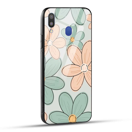 Samsung Galaxy M20 Back Cover Aesthetic Flower Printed Glass Case