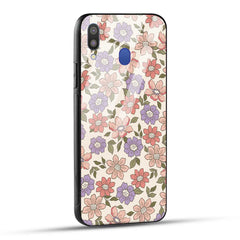 Samsung Galaxy M20 Back Cover Flowers In Retro  Printed Glass Case