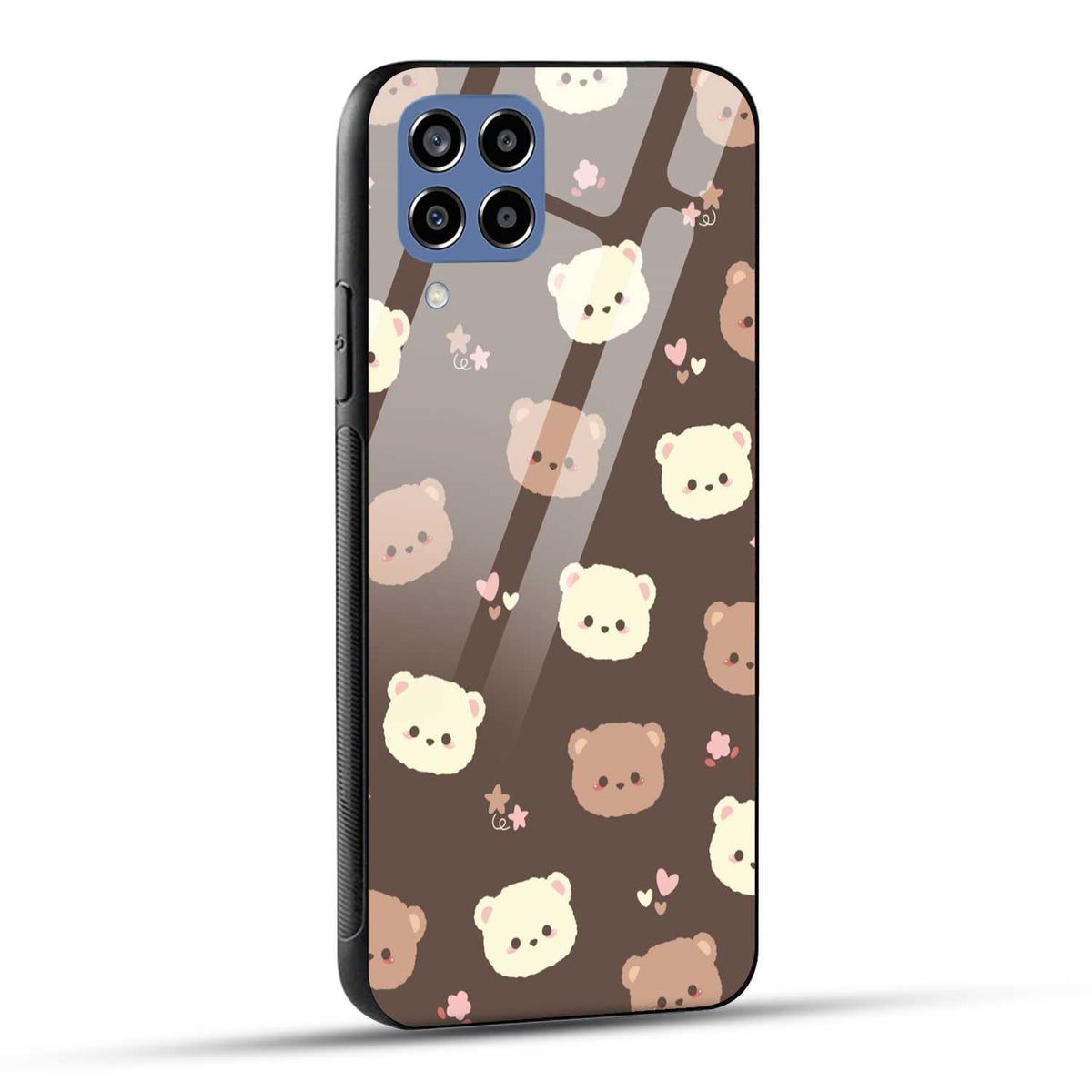 Samsung Galaxy M33 5G Back Cover Brown Illustration Cute Bear Pattern Printed Glass Case