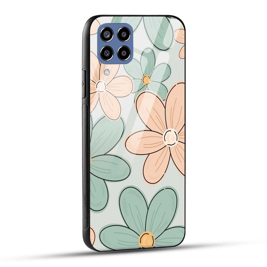 Samsung Galaxy M33 5G Back Cover Aesthetic Flower Printed Glass Case