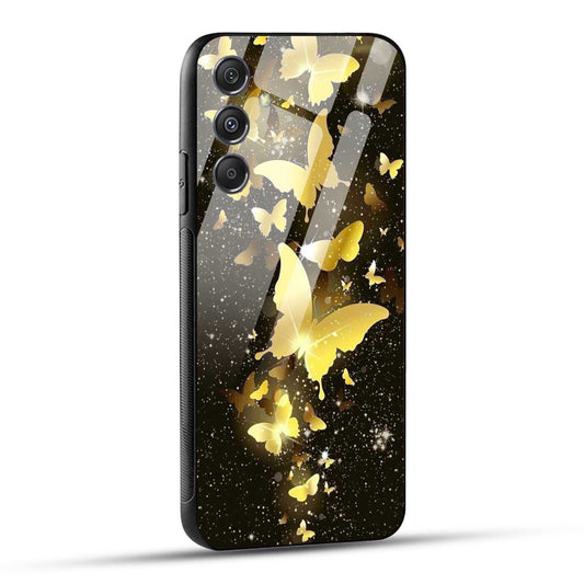Samsung Galaxy A35 5G Golden Butterfly Printed Glass Case