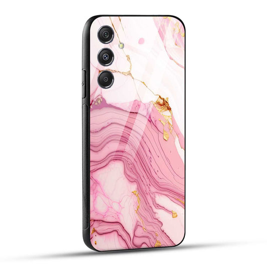 Samsung Galaxy M34 5G Back Cover Pink Marble Printed Glass Case
