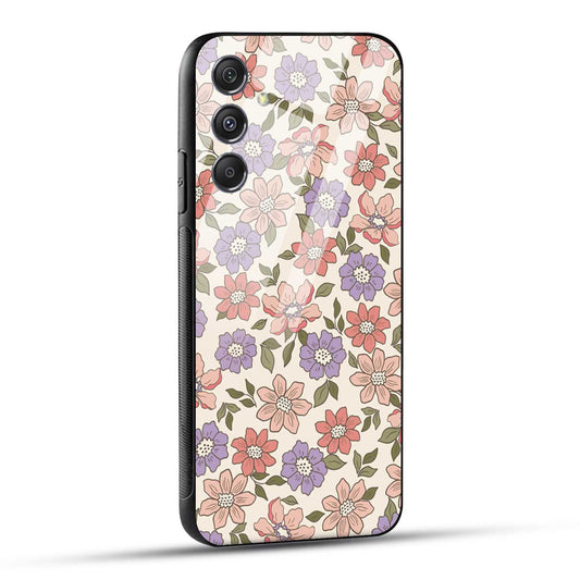 Samsung Galaxy A55 5G Back Cover Flowers In Retro  Printed Glass Case
