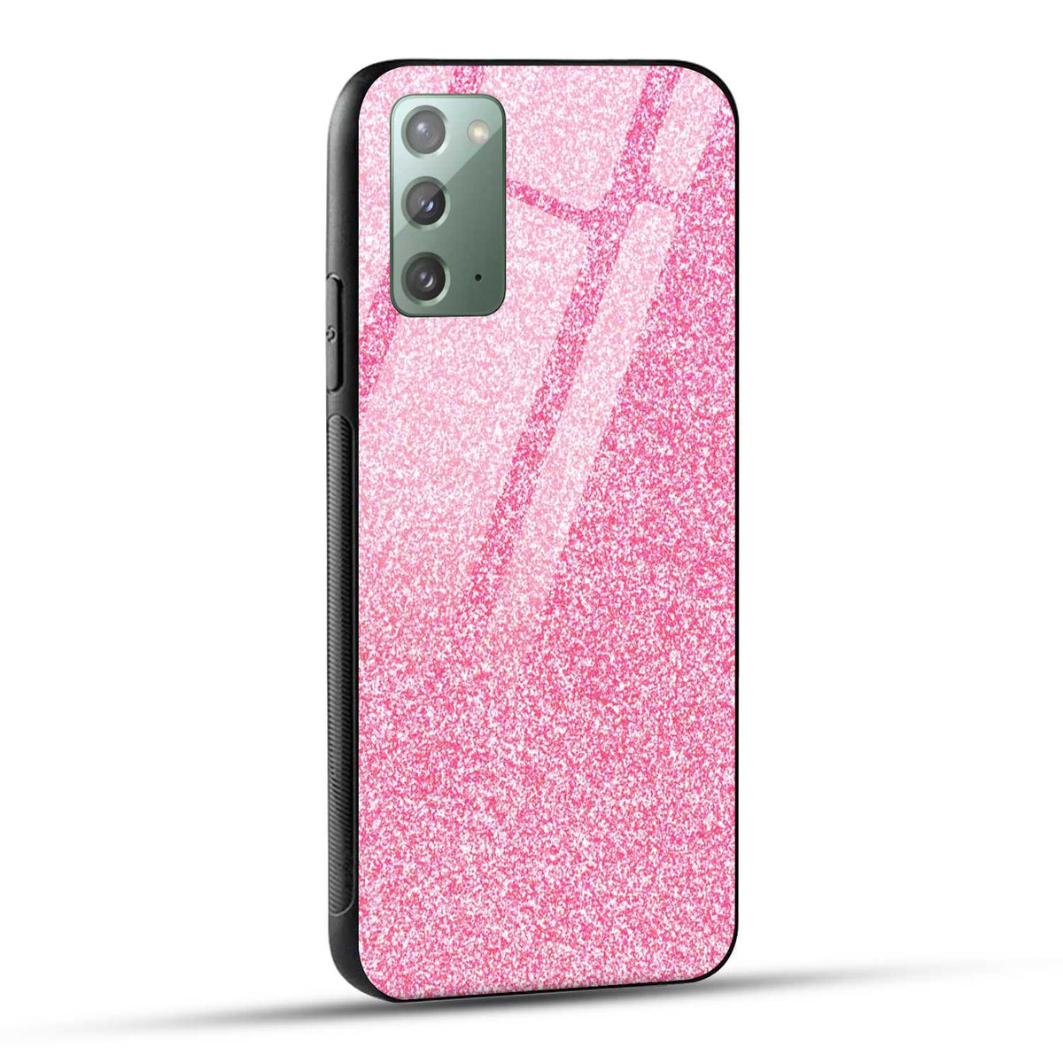 Samsung Galaxy Note 20 Back Cover Pink Glitter Printed Glass Case