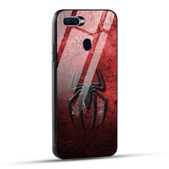 OPPO F9 Back Cover Red Spider Printed Glass Case