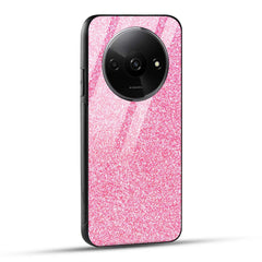 POCO C61 Back Cover Pink Glitter Printed Glass Case