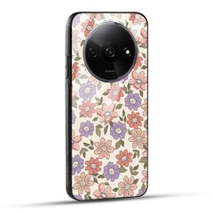 POCO C61 Back Cover Flowers In Retro Printed Glass Case