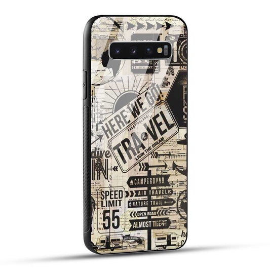Samsung Galaxy S10 4G Back Cover Here We Go Travel Printed Glass Case