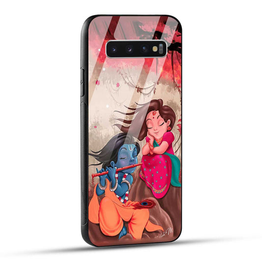 Samsung Galaxy S10 4G Back Cover Lord Krishna with His Flute & Radha Printed Glass Case