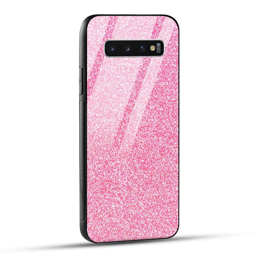 Samsung Galaxy S10 4G Back Cover Pink Glitter Printed Glass Case