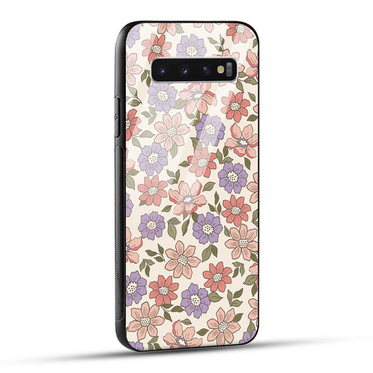 Samsung Galaxy S10 4G Back Cover Flowers In Retro  Printed Glass Case