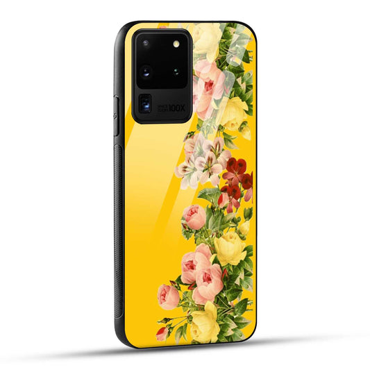 Samsung Galaxy S20 Ultra Back Cover Yellow Flowers Printed Glass Case
