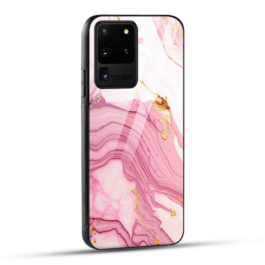 Samsung Galaxy S20 Ultra Back Cover Pink Marble Printed Glass Case