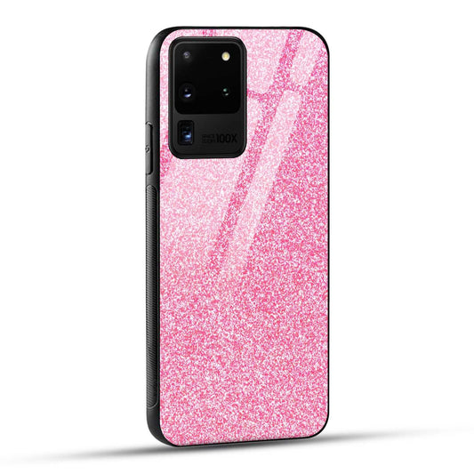 Samsung Galaxy S20 Ultra Back Cover Pink Glitter Printed Glass Case