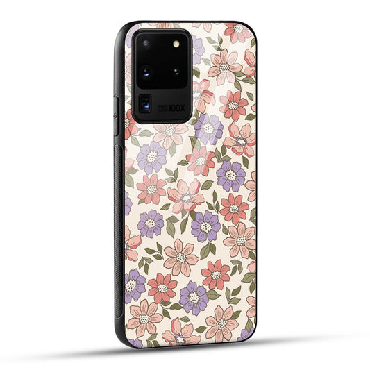 Samsung Galaxy S20 Ultra Back Cover Flowers In Retro  Printed Glass Case