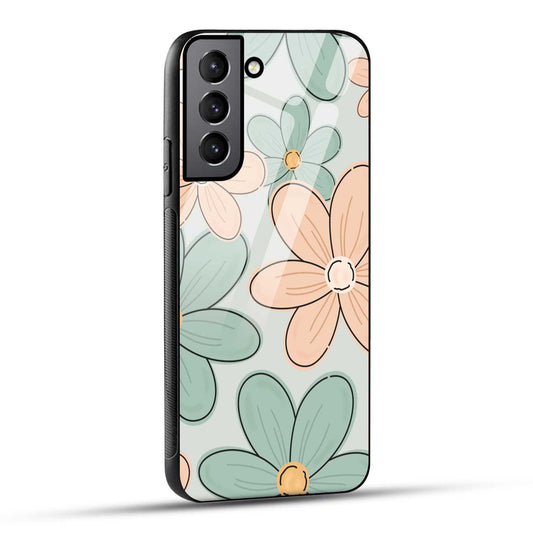 Samsung Galaxy S22 5G Back Cover Aesthetic Flower Printed Glass Case