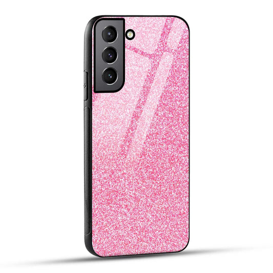 Samsung Galaxy S22 5G Back Cover Pink Glitter Printed Glass Case
