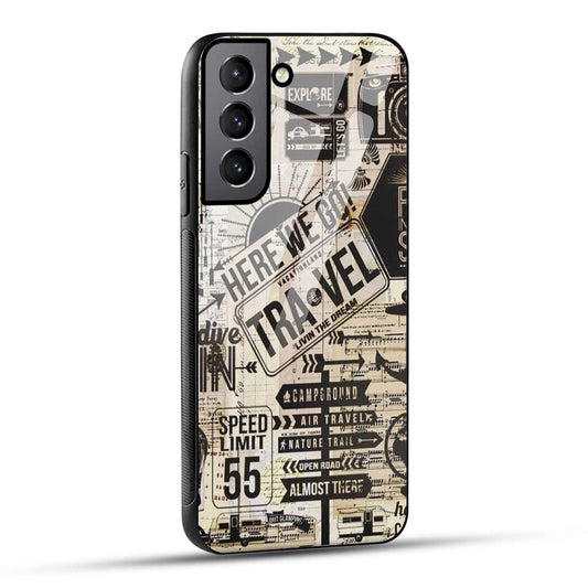 Samsung Galaxy S21 Plus 5G Back Cover Here We Go Travel Printed Glass Case