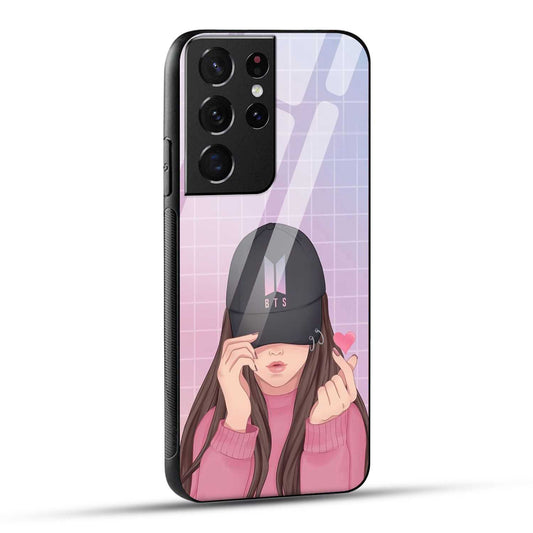 Samsung Galaxy S21 Ultra 5G Back Cover Cap Girl Printed Glass Case